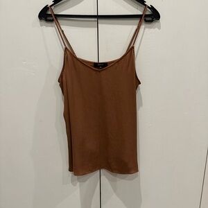 Washable Stretch Silk V-Neck Cami - Copper Brown
